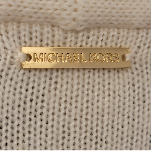 NWT‼️ Michael Kors Cream and Army Green Open Front Cardigan - Picture 4 of 7